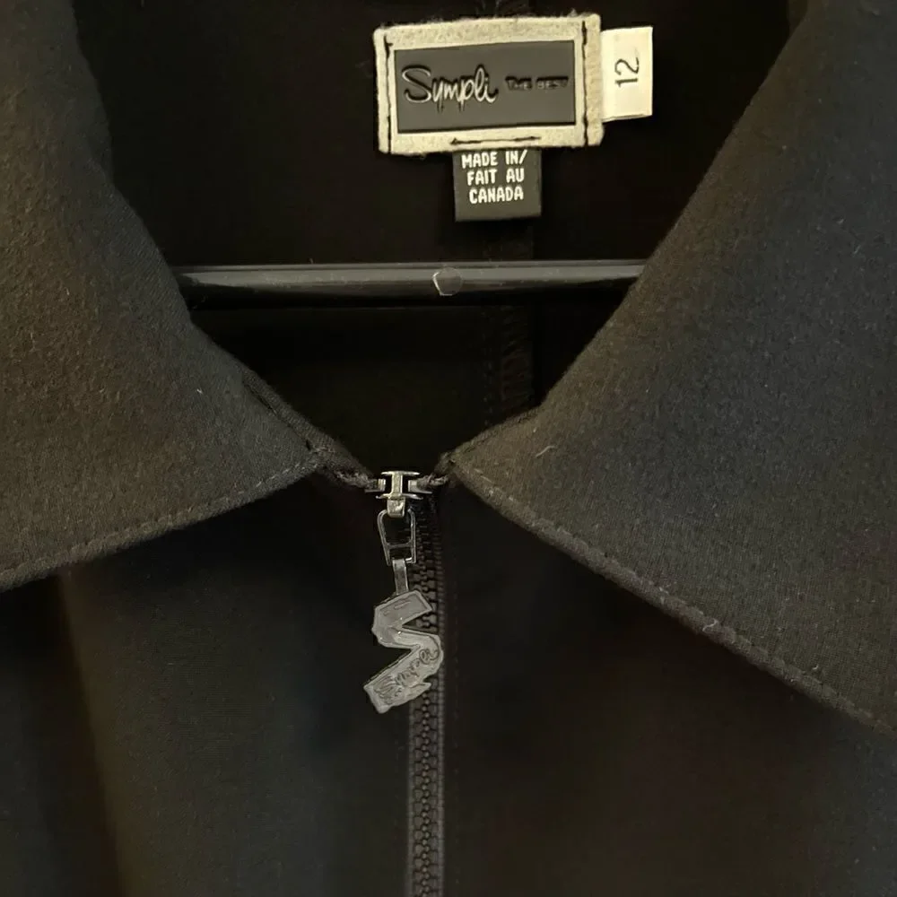 Sympli Collared Zip Front Black Jacket - Picture 4 of 6
